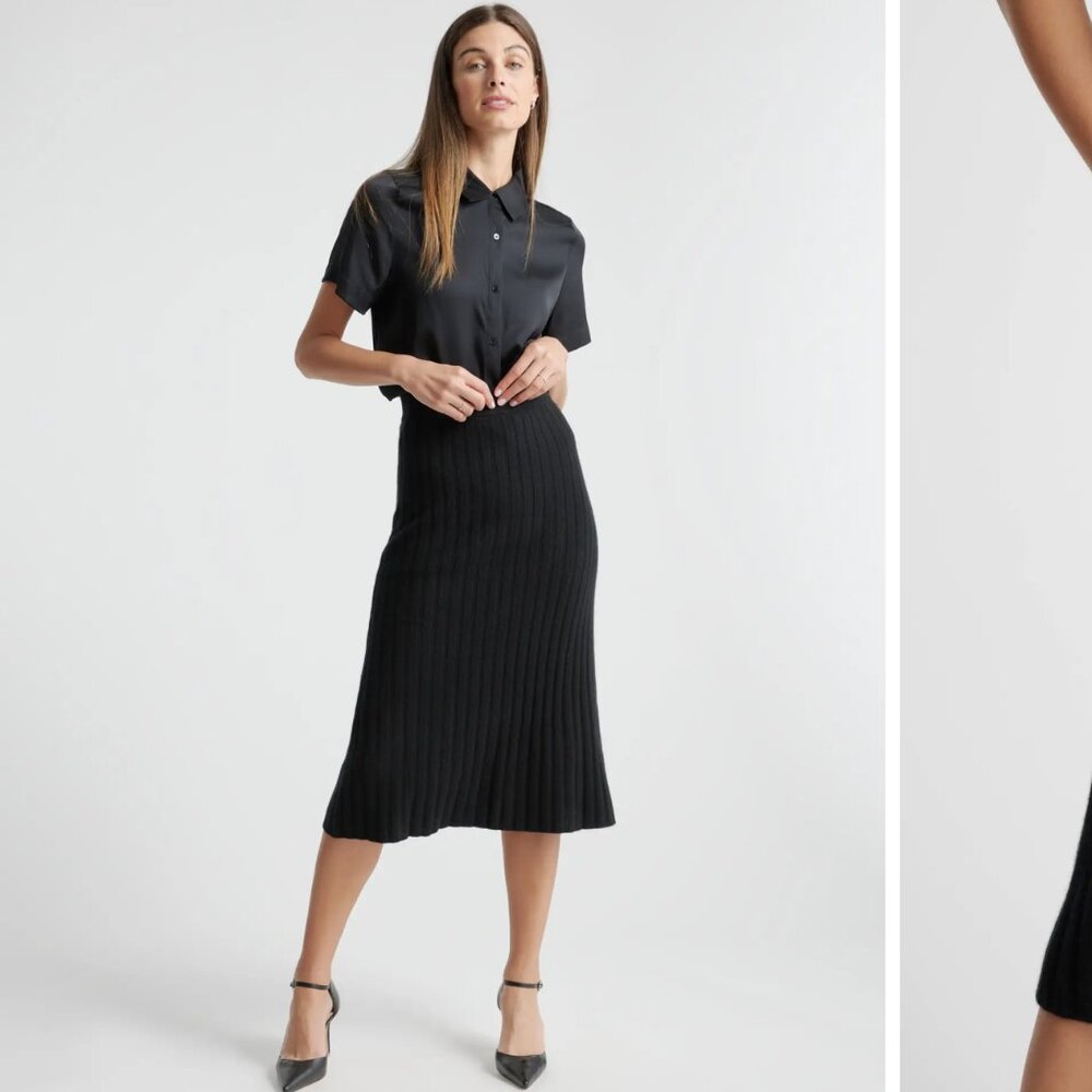 Quince Mongolian Cashmere Midi Skirt